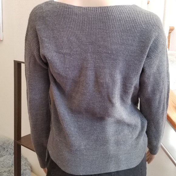 Bar III Surplice Sweater Heather Grey - Picture 3 of 10